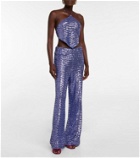 Oseree - Sequined halterneck scarf top