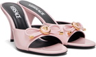 Versace Pink Opera Bow Patent Mule Heeled Sandals