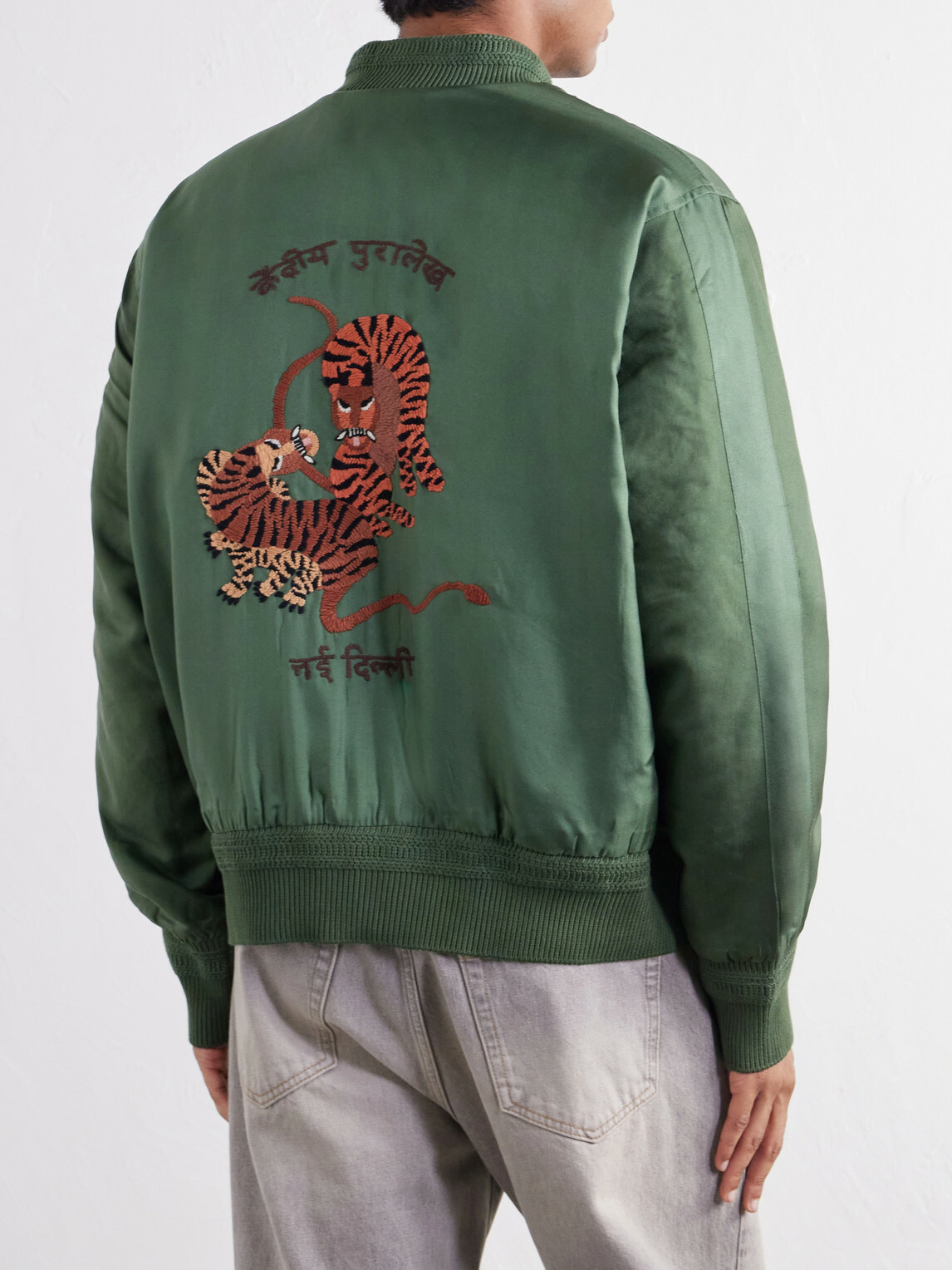 Kardo - Max Embroidered Silk-Twill Bomber Jacket - Green