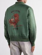 Kardo - Max Embroidered Silk-Twill Bomber Jacket - Green