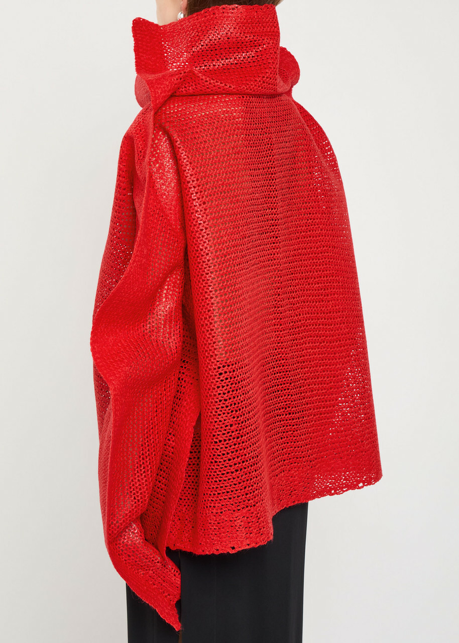 Issey Miyake Panini Draped Wool-blend top Red