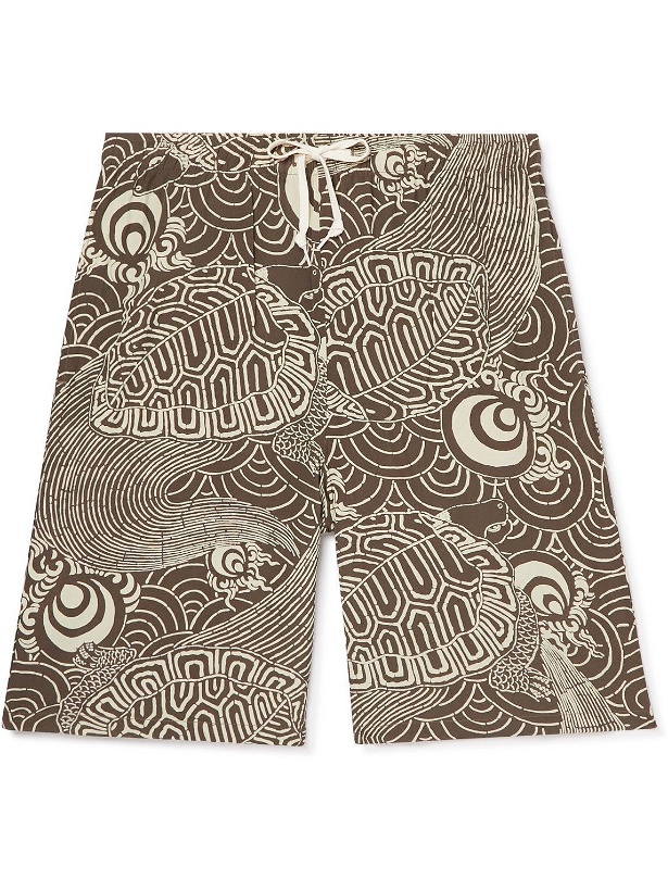 Photo: OrSlow - Straight-Leg Printed Woven Drawstring Shorts - Brown