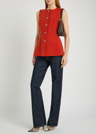 Veronica Beard Jessup Darted Tailored Vest Red