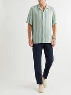 Club Monaco - Camp-Collar Striped Woven Shirt - Blue