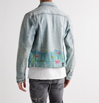 AMIRI - Distressed Printed Denim Trucker Jacket - Blue