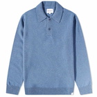 Norse Projects Men's Marco Lambswool Polo Shirt in Calcite Blue