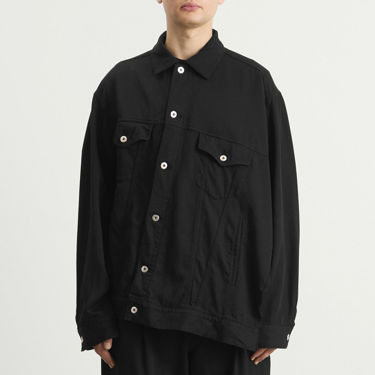 Comme des Garçons Men's Asymetric Denim Jacket in Black