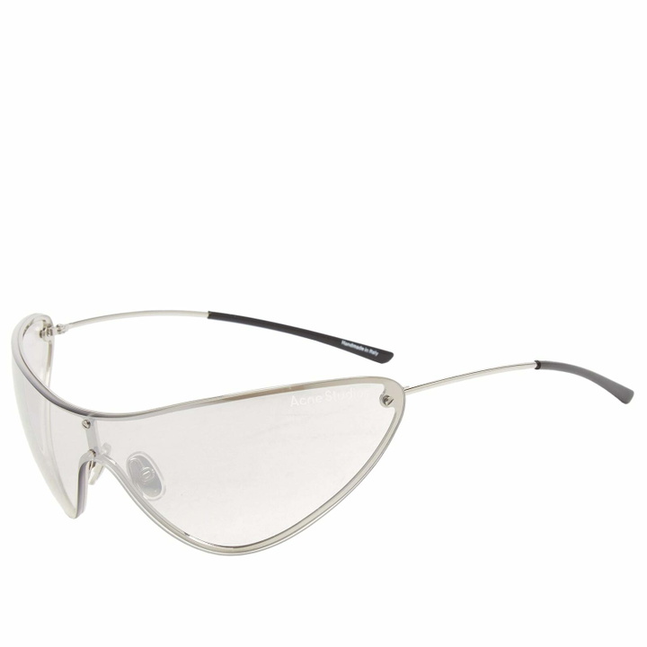 Photo: Acne Studios Men's Metallic Sunglasses in Transparent/Silver 
