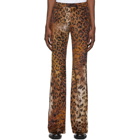 Versace Beige and Black Leopard Trousers