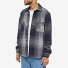 Wax London Men's Whiting Ombre Windowpane Overshirt in Navy/Khaki