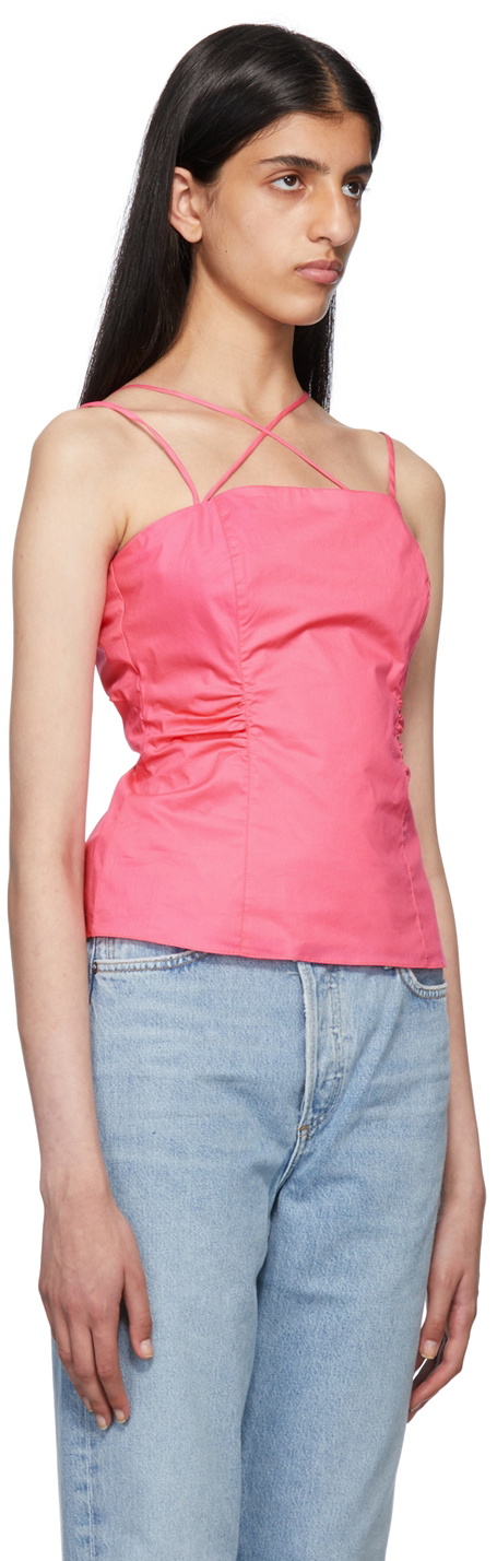FRAME Pink Tie Back Tank Top