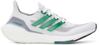 adidas Originals White & Green Ultraboost 21 Sneakers