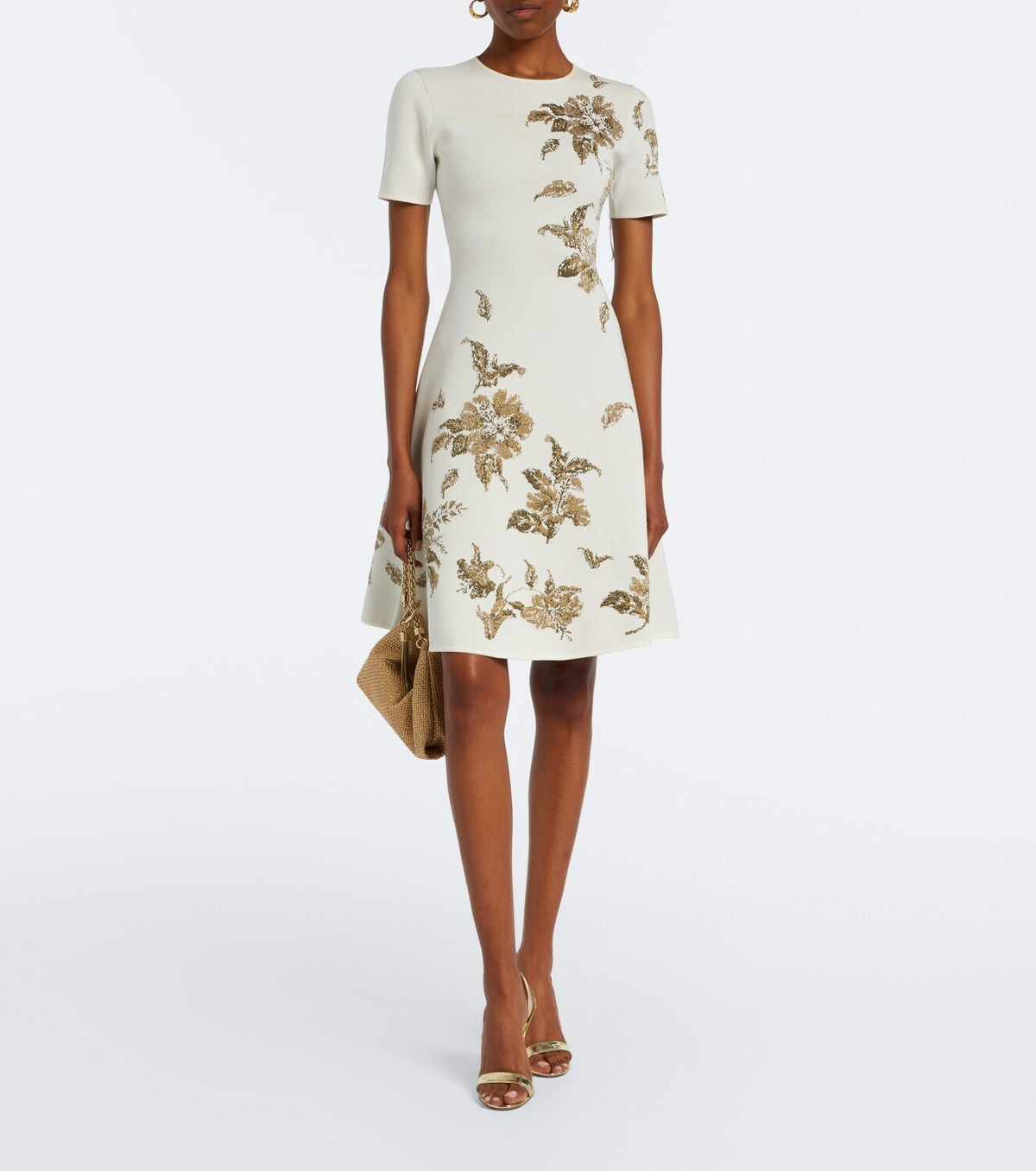 Oscar de la Renta Knitted floral jacquard minidress