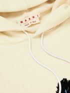 Marni - Logo-Flocked Cotton-Jersey Hoodie - Neutrals