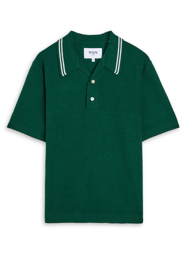 Photo: Wax London Alblion Bouclé Polo Shirt Dark Green