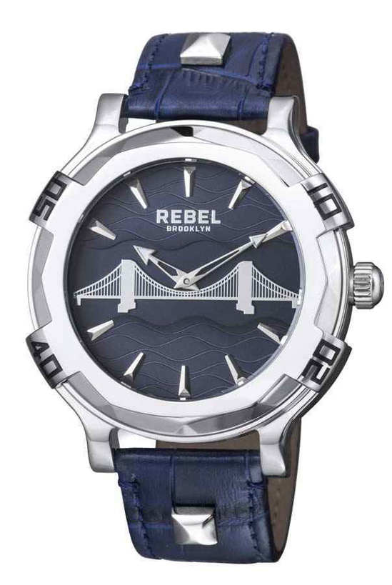 Photo: Rebel Brooklyn Bridge Blue Dial Blue Leather Mens Watch RB102-4041