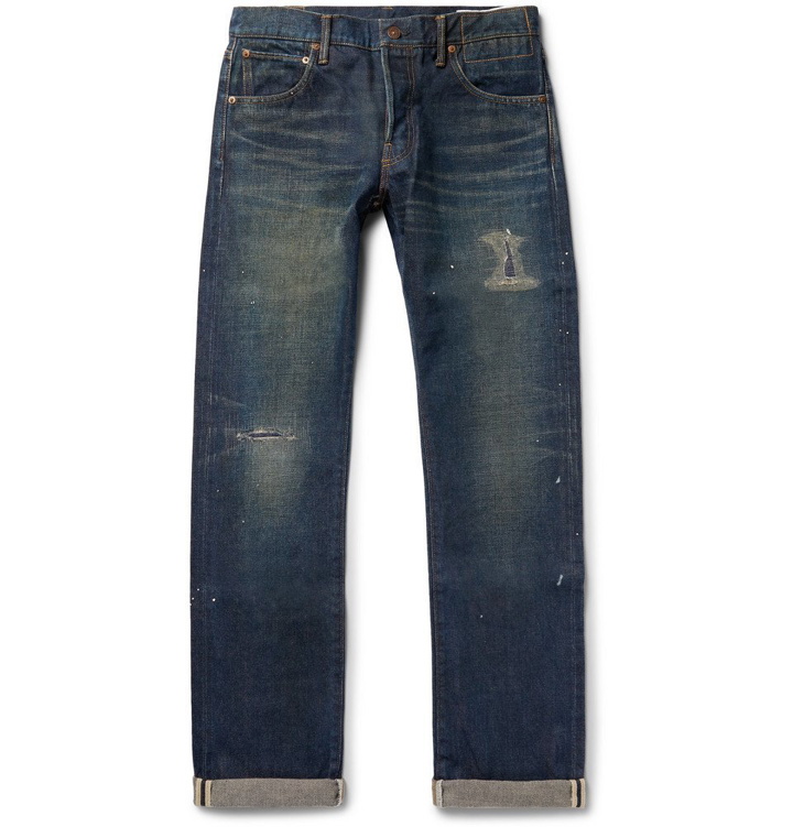 Photo: visvim - Social Sculpture 01 Slim-Fit Distressed Selvedge Denim Jeans - Men - Indigo