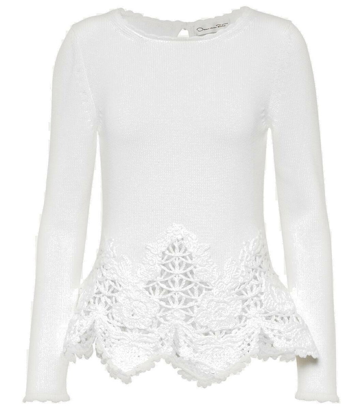 Photo: Oscar de la Renta Lace-trimmed cotton sweater