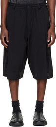 Y-3 Black Crinkle Pleated Shorts