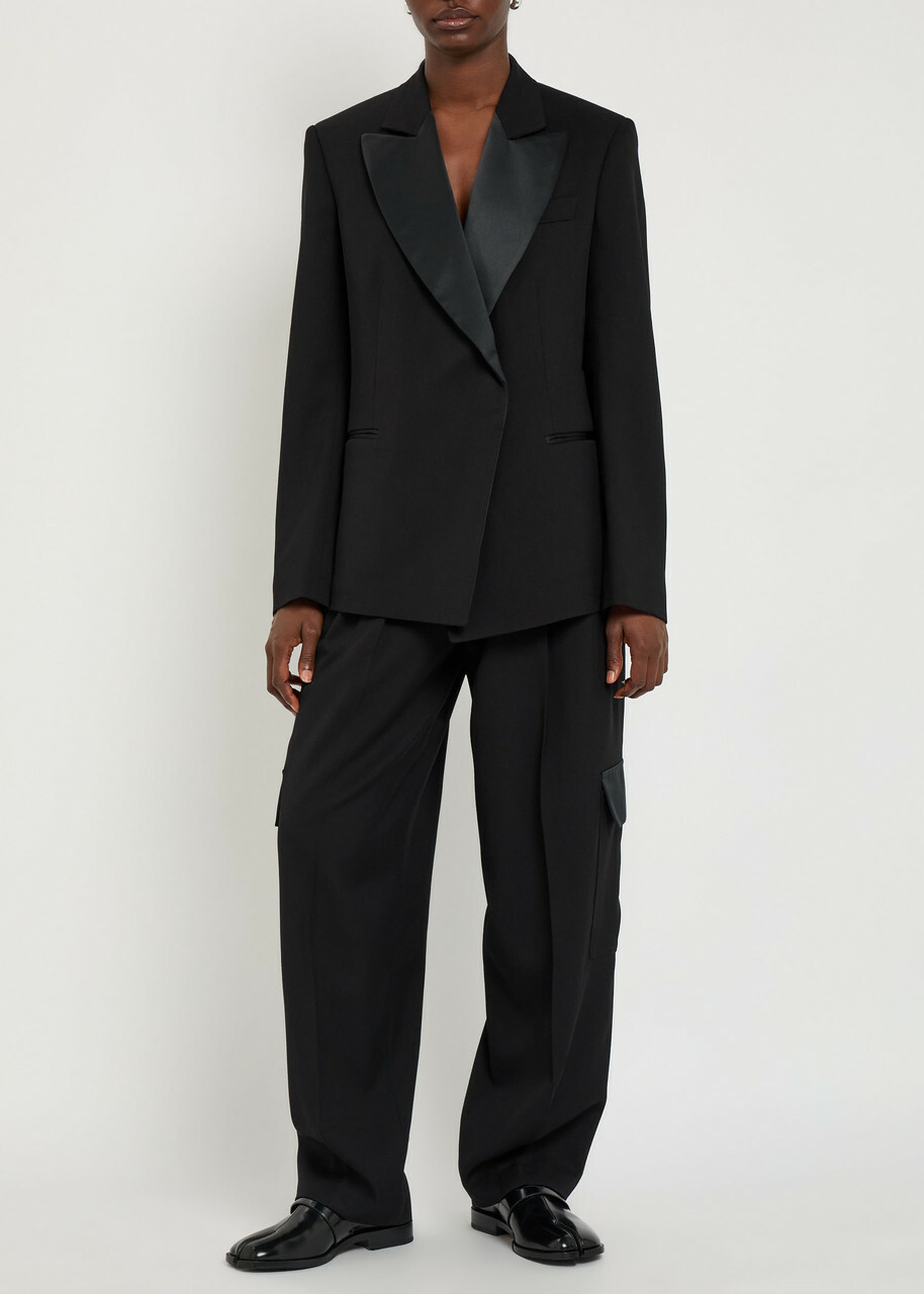 Wales Bonner Reverb Pleated Wool Gabardine Trousers Black