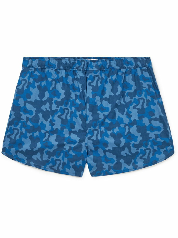 Photo: Derek Rose - Ledbury 55 Slim-Fit Camouflage-Print Cotton Boxer Shorts - Blue