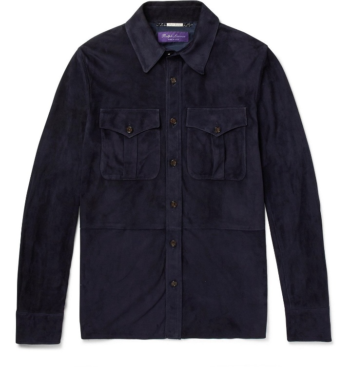 Photo: Ralph Lauren Purple Label - Barron Suede Shirt Jacket - Blue