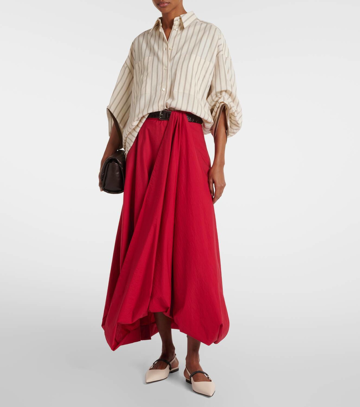 Brunello Cucinelli Cotton-blend midi skirt