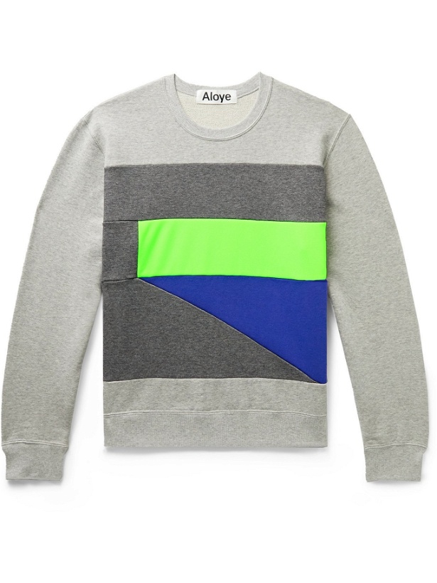 Photo: ALOYE - Colour-Block Mélange Loopback Cotton-Jersey Sweatshirt - Gray