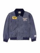 Gallery Dept. - Mechanic Corduroy-Trimmed Logo-Print Cotton Bomber Jacket - Blue