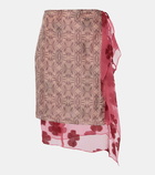 Dries Van Noten Printed silk-blend muslin wrap skirt