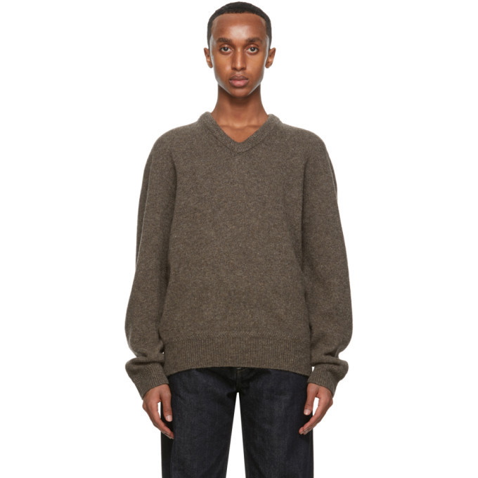 Photo: Lemaire Brown Shetland Wool V-Neck Sweater