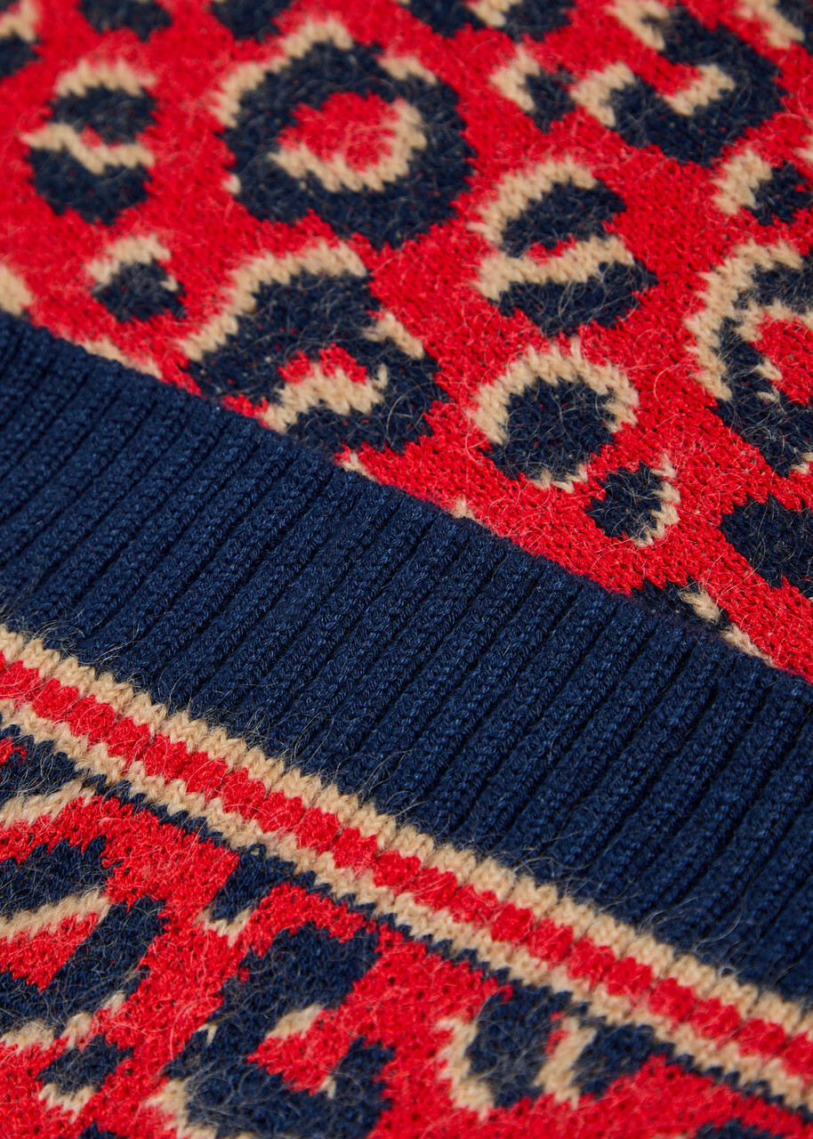 Adidas X Wales Bonner Leopard-intarsia Knit Vest Multicoloured