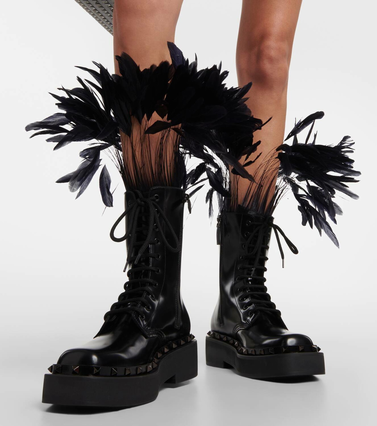Valentino Garavani Rockstud M-Way leather combat boots