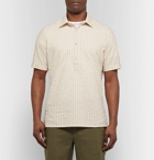 Incotex - Striped Cotton and Linen-Blend Half-Placket Shirt - Beige