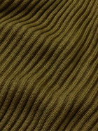 C.P. Company - Slim-Fit Logo-Appliquéd Ribbed Wool-Blend Sweater - Green