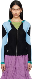 Kiko Kostadinov Black & Blue Quimby Fitted Knit Hoodie