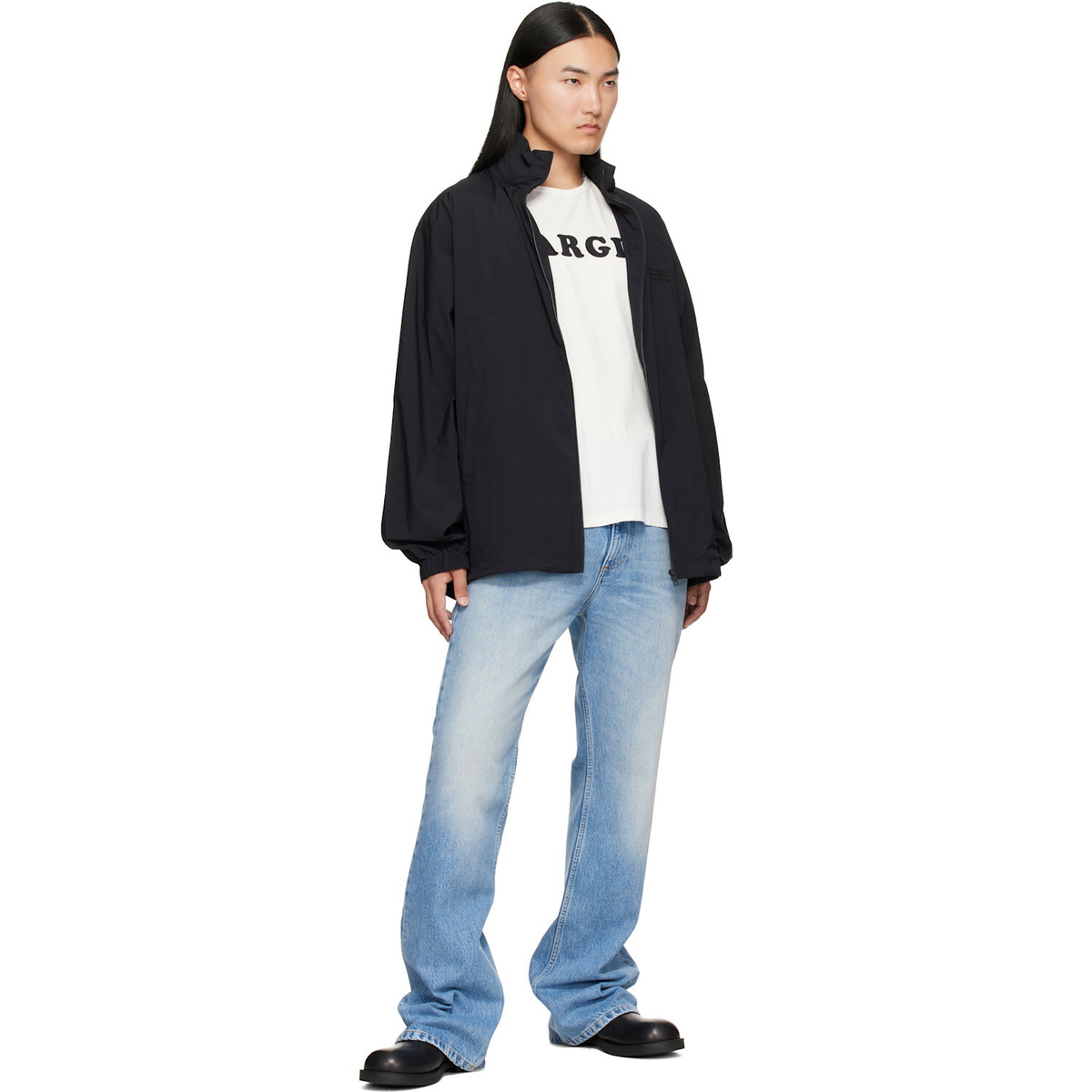 MM6 Maison Margiela Black Nylon Zip Jacket