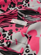 4SDesigns - Canp-Collar Printed Satin Shirt - Pink