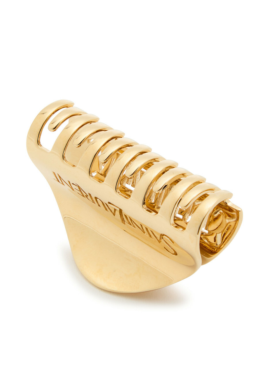 Saint Laurent Logo-engraved Brass Hair Clip - Gold - One Size