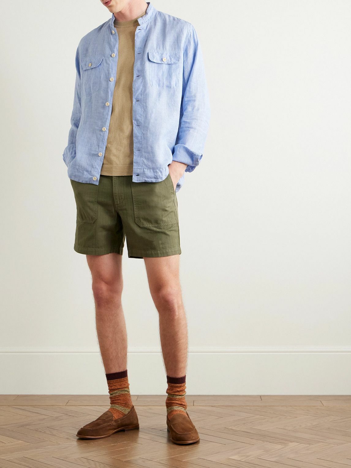 Sid Mashburn - Bruce Mandarin-Collar Linen Shirt - Blue