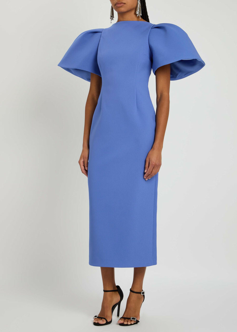 Solace London Lora Crepe Midi Dress Blue