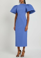 Solace London Lora Crepe Midi Dress Blue