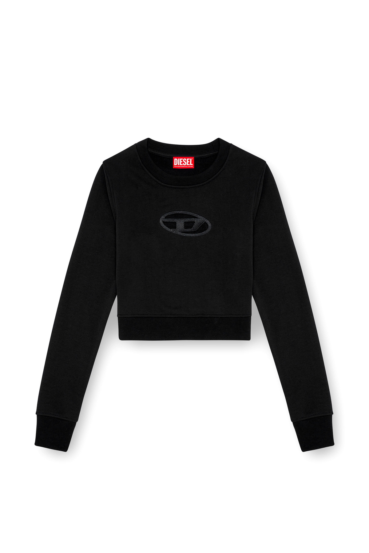Diesel Cropped sweatshirt with cut-out logo - Sweaters Womens in Black