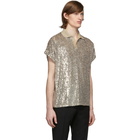 Saint Laurent Silver Sequin Boxy Polo