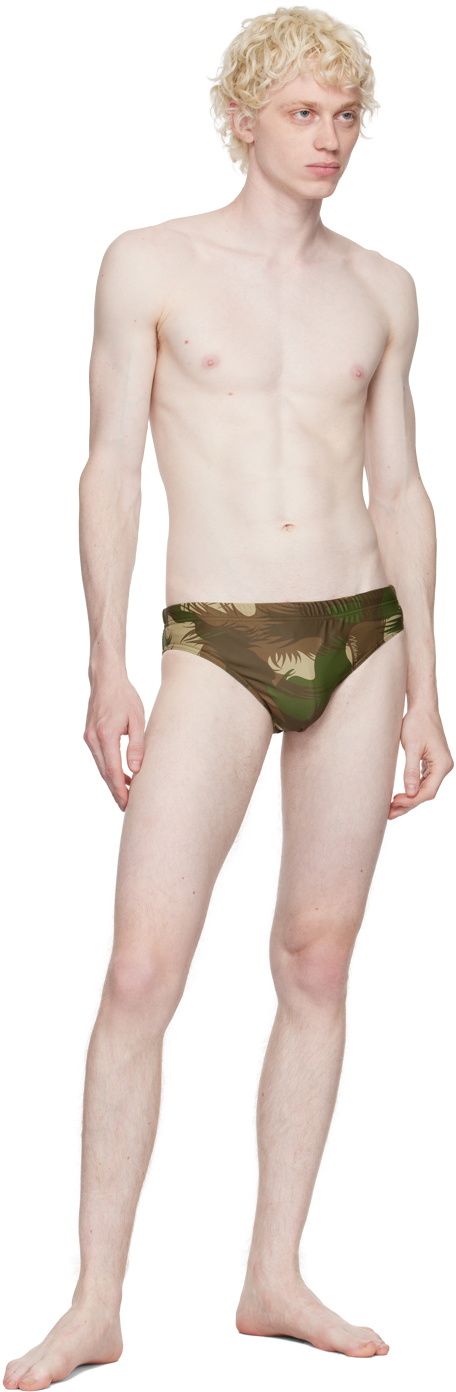 Moschino Green Camouflage Swim Briefs