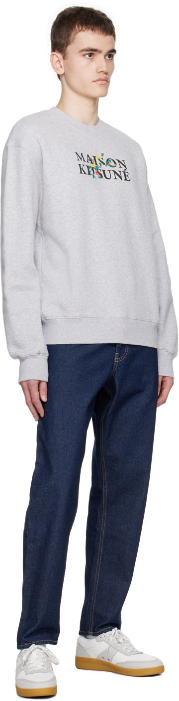 スウェット・トレーナー [MAISON KITSUNE] FLOWER LOGO GREY SWEATSHIRT Maison Kitsuné Gray Flowers Sweatshirt Maison Kitsune