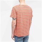 Nudie Jeans Co Men's Nudie Leffe Breton Stripe T-Shirt in Off White/Red