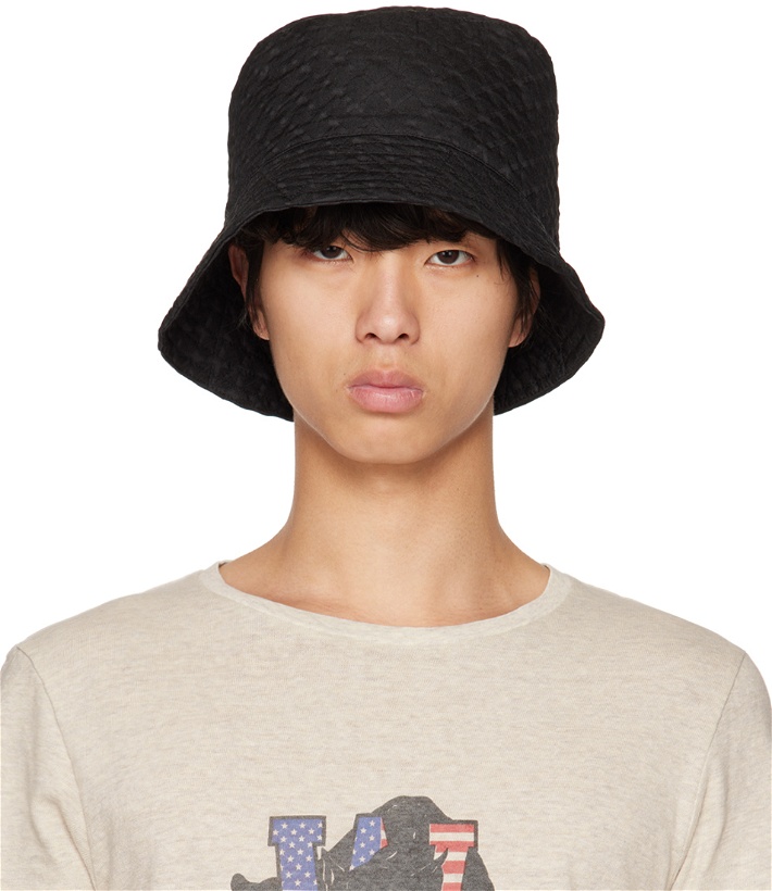 Photo: Engineered Garments Black Graphic Bucket Hat