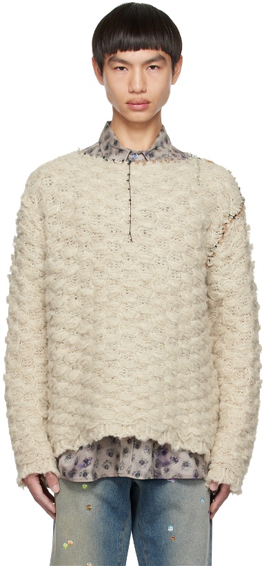 Photo: Acne Studios Off-White Distressed Sweater