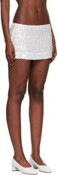 GUIZIO Off-White Floral Paillette Miniskirt